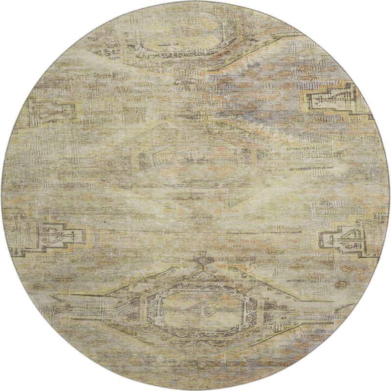 Premium Machine Washable Marasco AMF1631 Global Rug, Round 8'