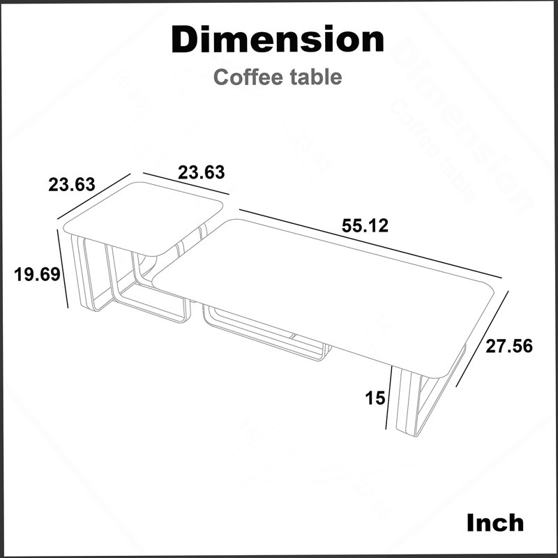 Rectangular coffee table with sintered stone top, metal frame, for Living Room, Gold