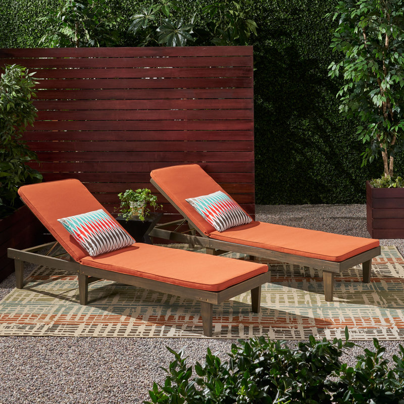 Chaise longue avec coussins Muir Sun, Structure grise / coussin orange rouille