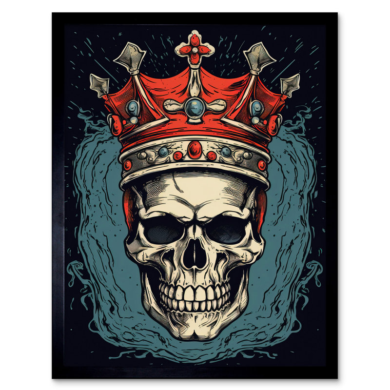 Aamori Skull Red Crown - Single Picture Frame Print