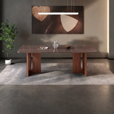 Base en bois massif pour la table de salle à manger en dalle de pierre