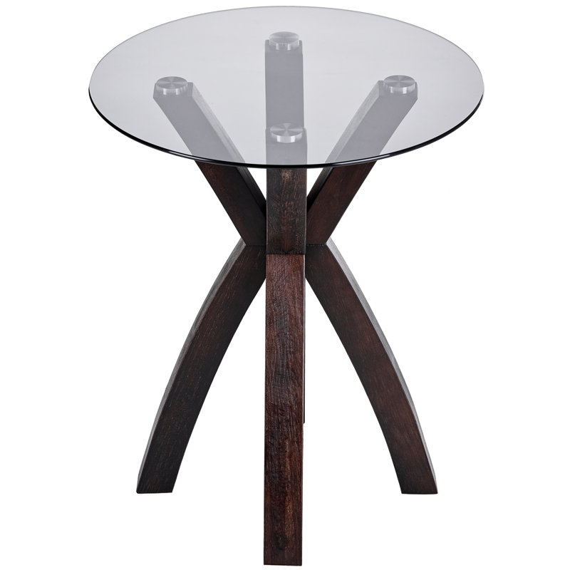  Montana Criss Cross Base Glass Top Table in Brown, Brown