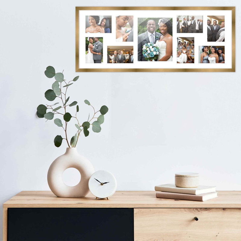 Cadre en bois, Bronze / blanc