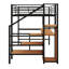 Lit mezzanine double avec bureau et escalier de rangement, lit mezzanine en métal avec lumières DEL et petite armoire-667526190