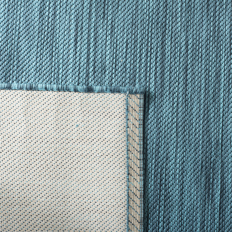 Turquoise Square Synthetic Indoor/Outdoor Area Rug, 6'-7" x 6'-7"