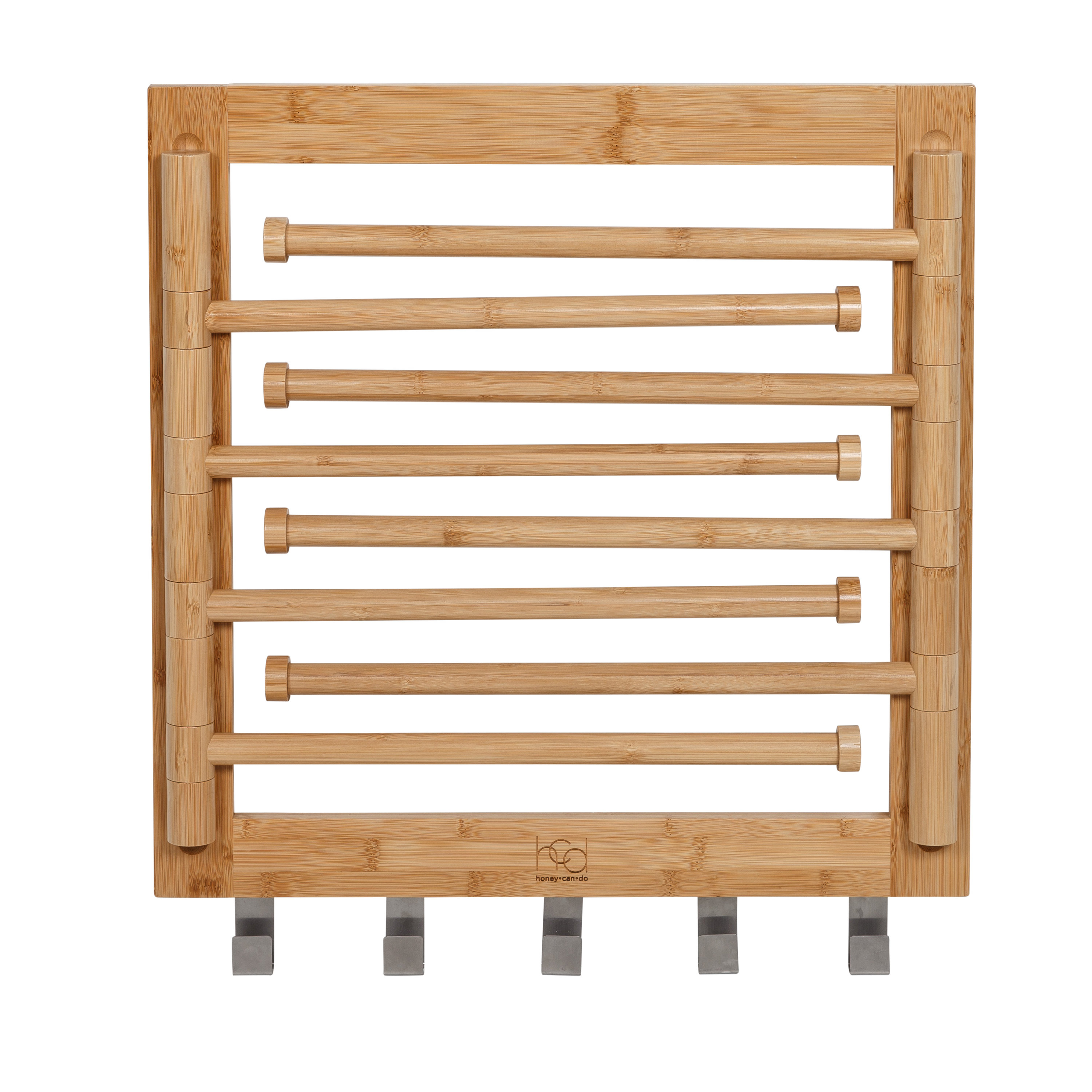 Folding Clothes Rack, oak finished accordion wall clothes rack
