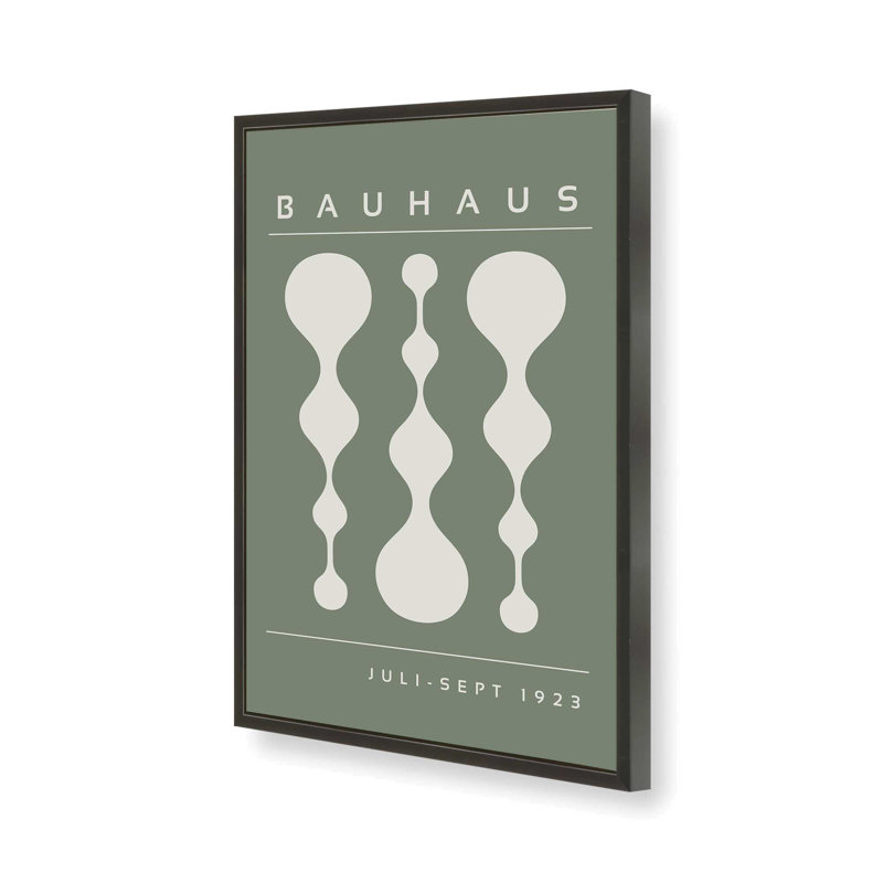 Green Retro Bauhaus Poster II Print, Framed Print without Mat, 37" H x 25" W x 1.25" D