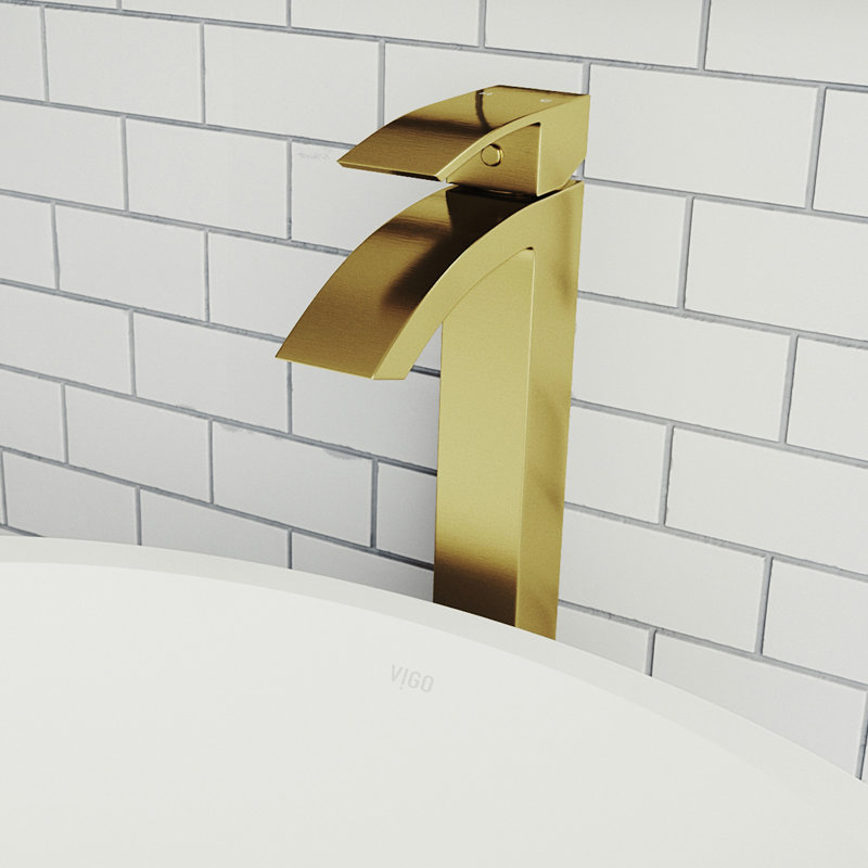 Duris 12" H Single Handle Vessel Sink Bathroom Faucet, Matte Gold