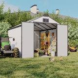 8 FT.W x 10 FT.D Outdoor Resin Storage Shed with Floor, Large Tool Sheds