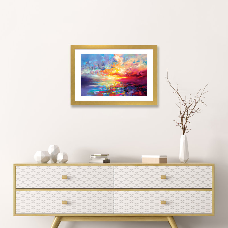 «Loch Ness Euphoria» par Scott Naismith - reproduction d'art, H 24 po x l 32 po, Papier dans un cadre photo, Doré