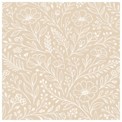 Housses de couette à motif floral beige