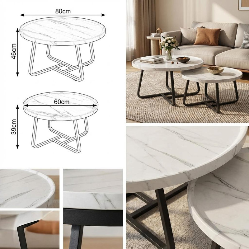 Coffee Table, White, Marble