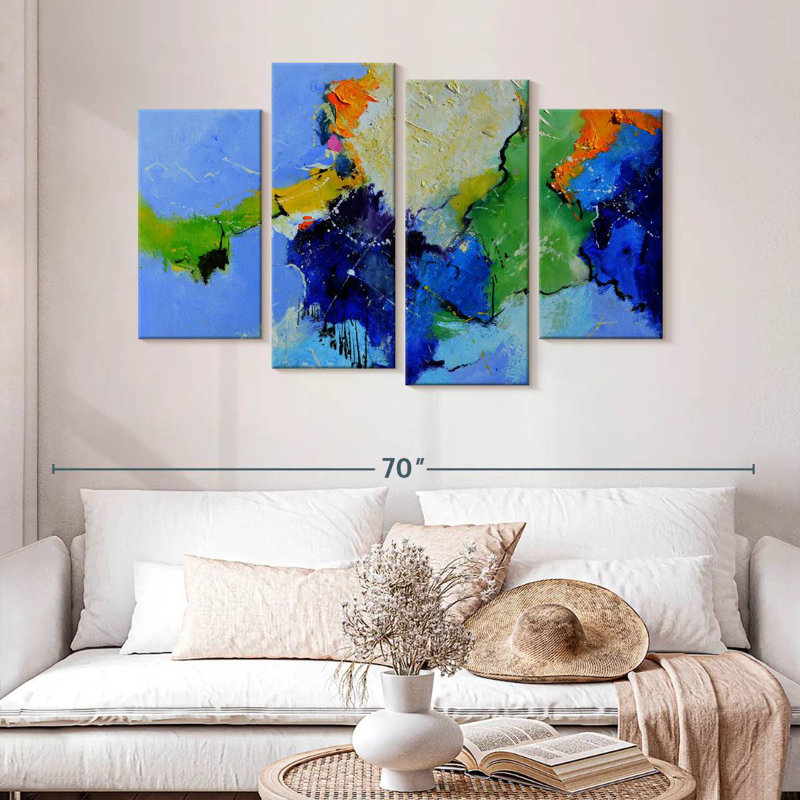 Blue Heart Abstract, 32" H x 52" W