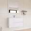 Ensemble de meuble-lavabo mural simple 36 po avec miroir | 2 tiroirs à fermeture en douceur et 1 porte à fermeture en douceur, lavabo en céramique et finition imperméable à 5 couches-143642506