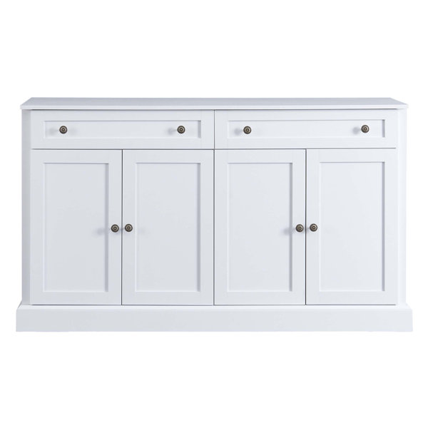 Cedrina 4-Door Large Storage Cabinet,Sideboard with Adjustable Divider and Pull Ring Handles-Stylish Buffet Red Barrel Studio Color: White