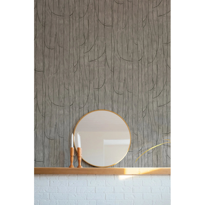 Lingering Lines - Wallpaper, Gray Black, Faux Grasscloth, Non-Pasted