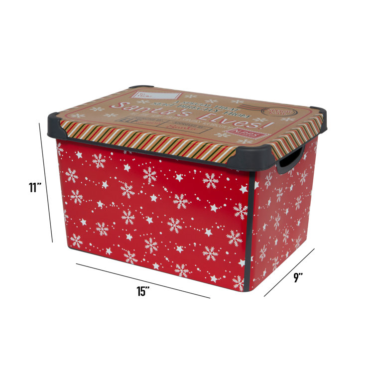 The Holiday Aisle® Happy Christmas Design Plastic Storage Tote & Reviews