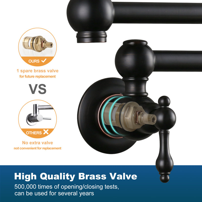 Oil Rubbed Bronze Wall Mounted Pot Filler with Dual Handles