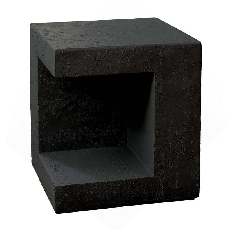 Table d'appoint, H 25 po, intérieur ou extérieur, table d'appoint, table de chevet, bout, carré, chambre à coucher, salon, noir, contemporain, moderne
