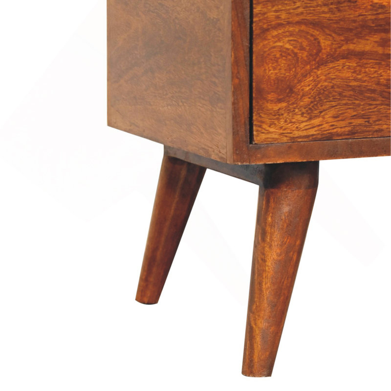 Solid Wood Chestnut Dome Bedside, 1-Drawer, 1 Open-Slot, Brown