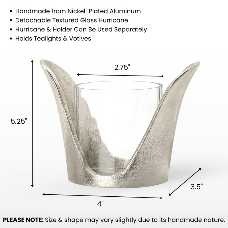 Bougeoir en aluminium fait à la main avec bougie chauffe-plat, Argent argent