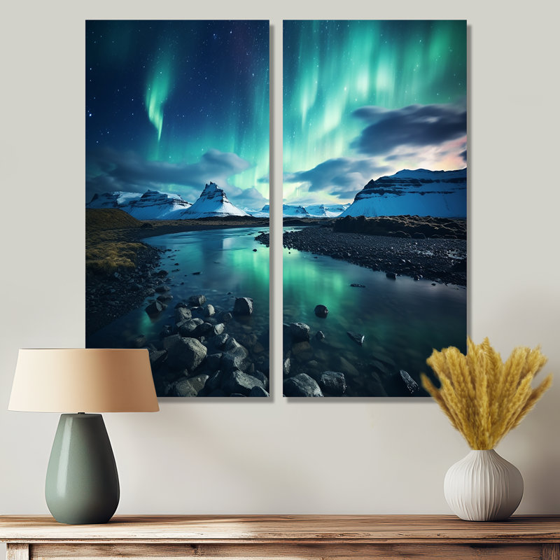 Islandais Borealis «Winter», art mural vert, H 20 po x l 24 po, Toile tendue, Does Not Apply