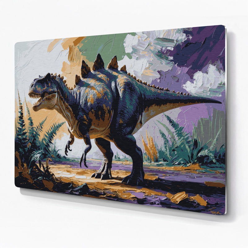 «Dinosaur Ankylosaurus», art mural en métal mauve, H 11 po x l 14 po