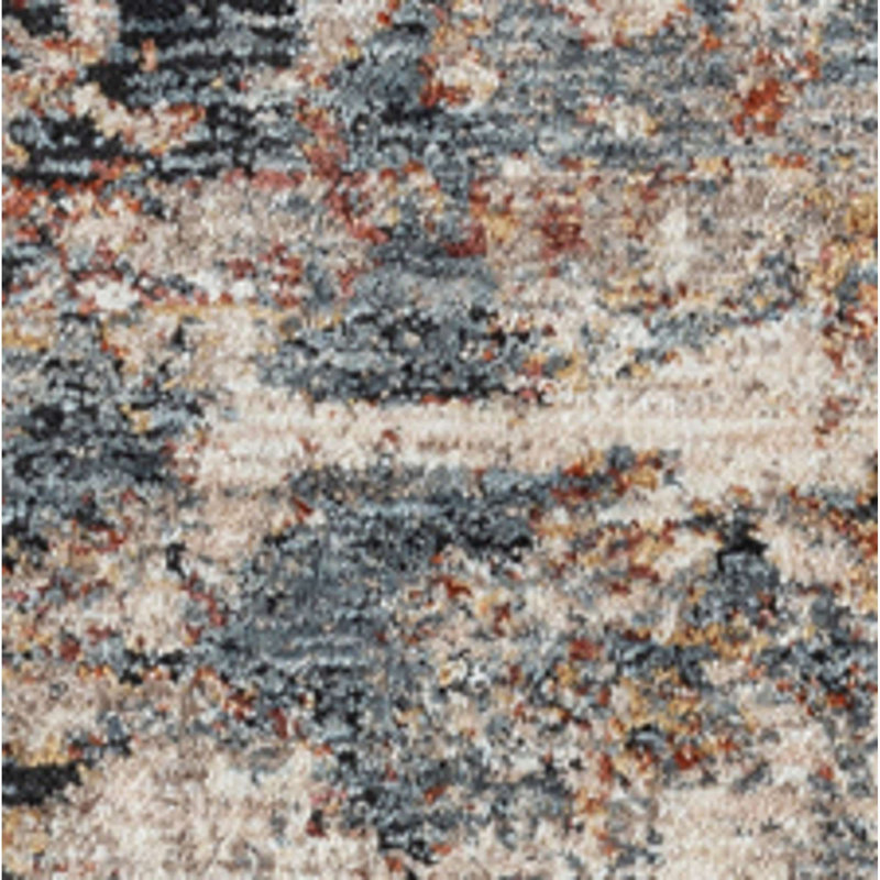 Tapis abstrait en polyester tissé à la machine en beige / gris, Rectangle 8 pi 10 po x 11 pi 11 po