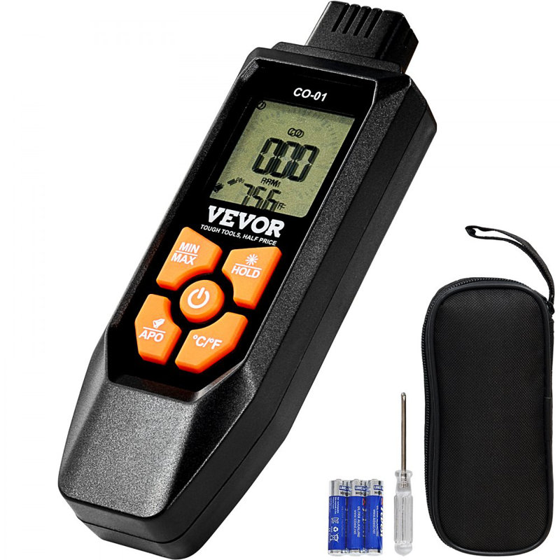 Carbon Monoxide Detectors, 0-1000PPM CO Detector with Audible & Visual Alarm, Portable CO Gas Metre Tester with Temperature Sensor, LCD Backlit Screen for Home / Industrial