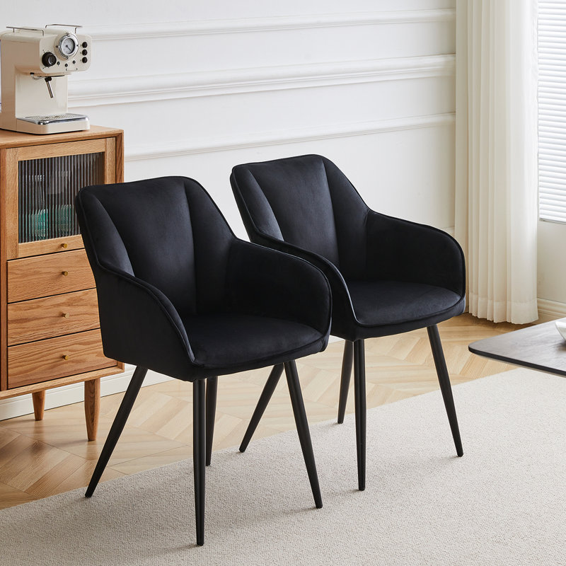 Danniell Velvet Upholstered Armchair, Black