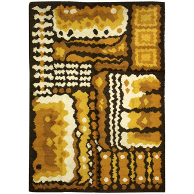 Tapis brun / chocolat / moutarde Dania Taepper à motif abstrait tissé à la machine 8 pi 2 po x 11 pi 2 po