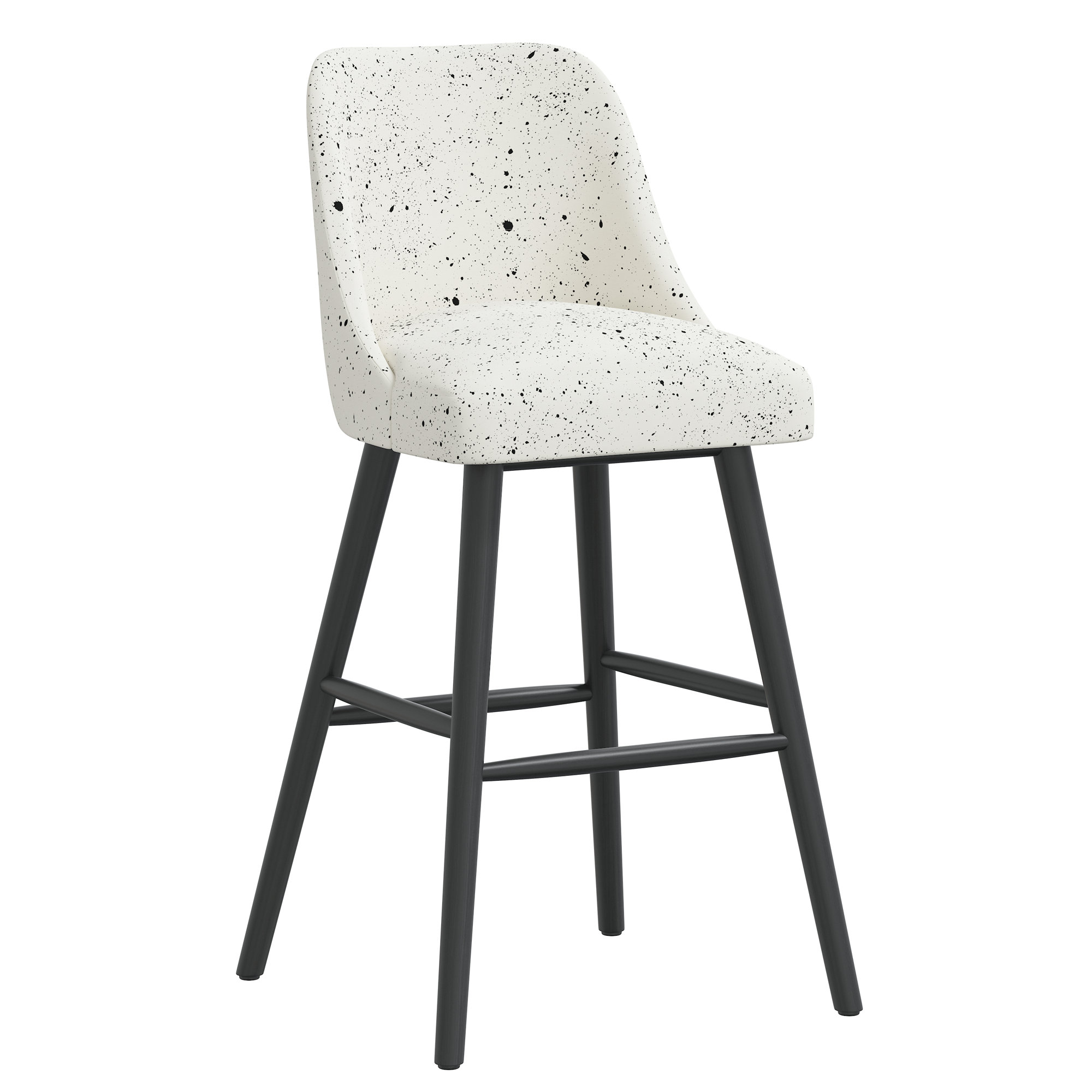 Gallie Bar & Counter Stool, Bar Stool (31” Seat Height), Splatter Ink, Black