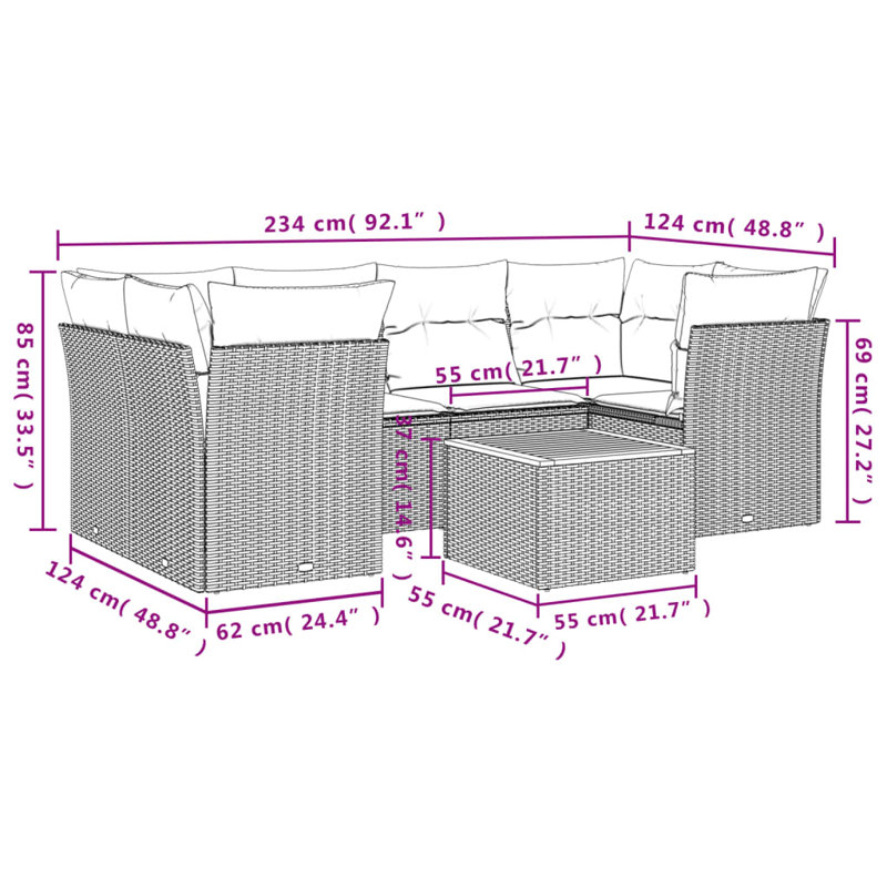 Ensemble de canapé de jardin modulaire en rotin PE Vidaxl