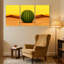 «Cactus Desert Landscape with Cactus and Sunset», ensemble de 3 impressions sur toile-1014391103