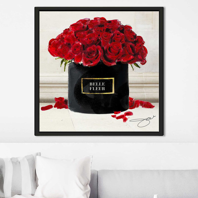 «Belle Fleur Red Roses (Square)» par By Jodi - impression, Cadre flottant noir, H 27,5 po x l 27,5 po x P 2 po