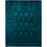 Overdyed Hand-Knotted Wool Modern-Contemporary Green Area Rug 8' 0" x 10' 3"