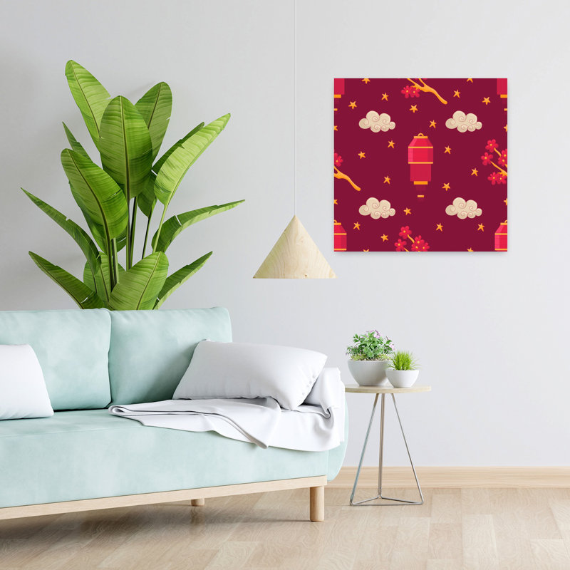 «Sky Blossom Lantern», motif abstrait contemporain, paysage, nature, art mural, H 24 po x l 24 po