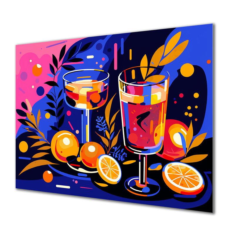 Mauve et rose coucher de soleil Cocktail Mixology I - Art mural en métal cocktails, H 12 po x l 20 po x P 1 po
