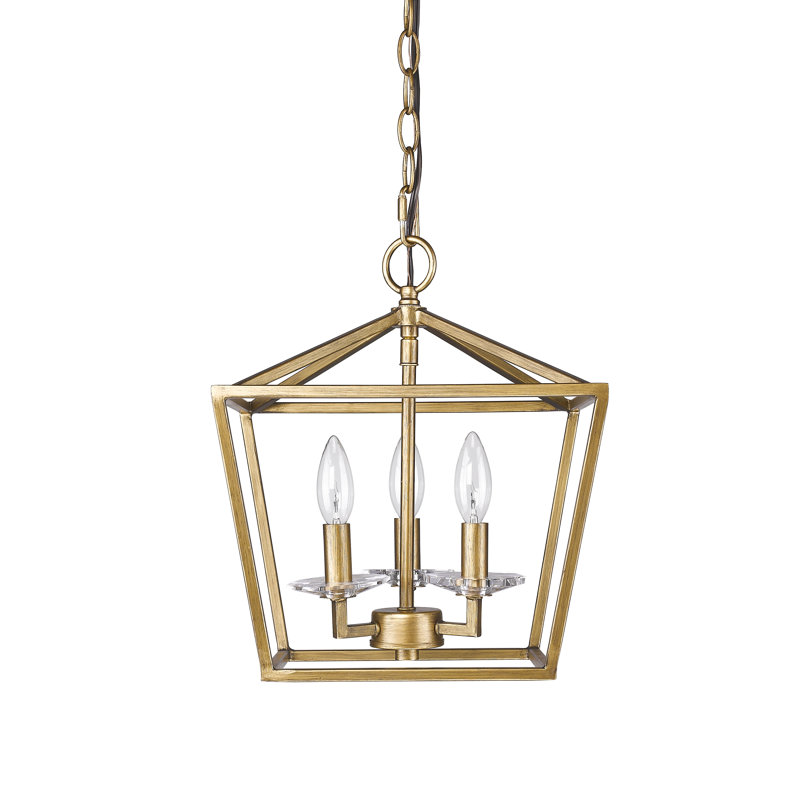 Luminaire suspendu géométrique 3 lumières lanterne Rancourt