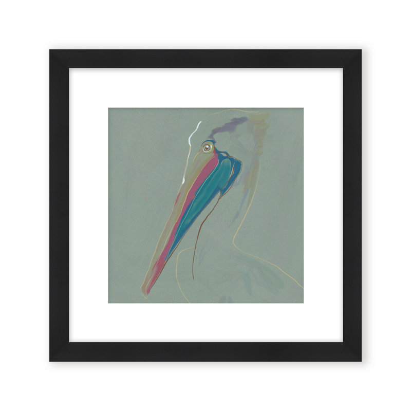 Coastal Retreat Coastal Drift: Pelican, 24" H x 24" W, Framed Matted Print, Gold