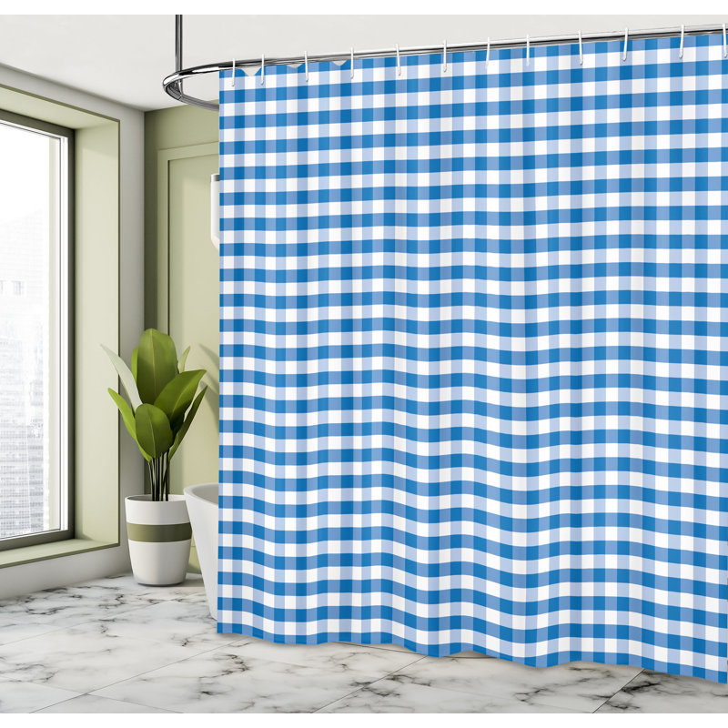 Ensemble de rideau de douche + crochets, H 84 po x l 69 po, Bleu