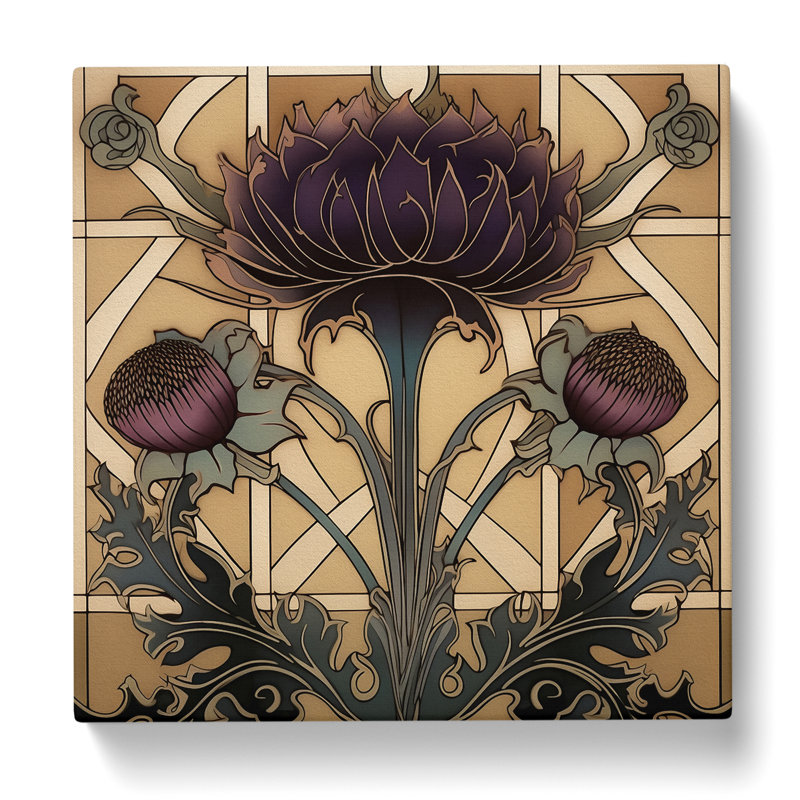 Thistle Art Deco - Wrapped Canvas, 50cm H x 50cm W x 3cm D
