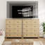 Armoire de rangement en rotin tissé à 4 tiroirs, grand rangement en chêne de 37 pouces pour le salon, le couloir ou le placard