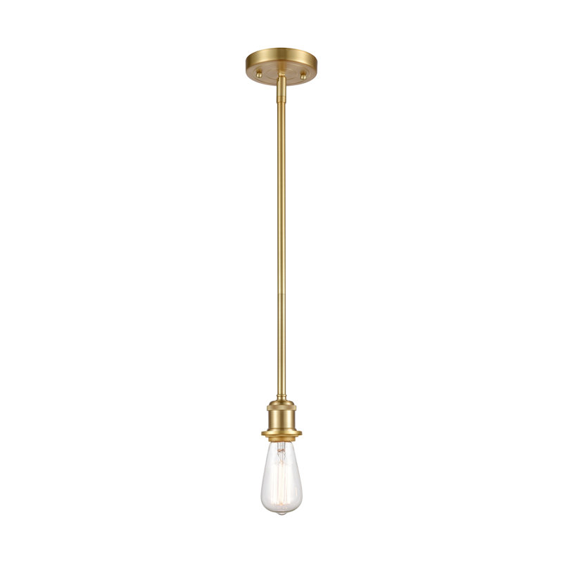1 - Light Single Pendant, Satin Gold, 2.75" H x 4.5" W x 2.5" D, 6 Watt Vinage LED Bulb