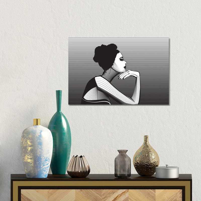 Black And White Woman by Show Me Mars - Wrapped Canvas Gallery-Wrapped Canvas Giclée, 30.48 cm H x 45.72 cm W