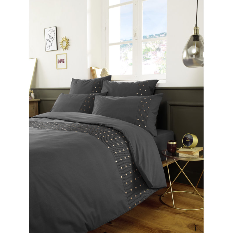 Buckhanon Cotton Solid Colour Duvet Cover, Super King Duvet Cover, Dark Grey