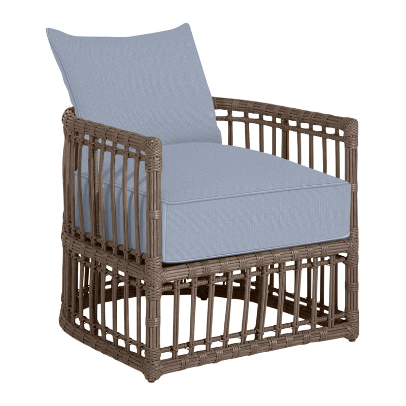Newport Arm Chair with Cushions, Welt, Arbor Chambray, Newport #66 Burlap