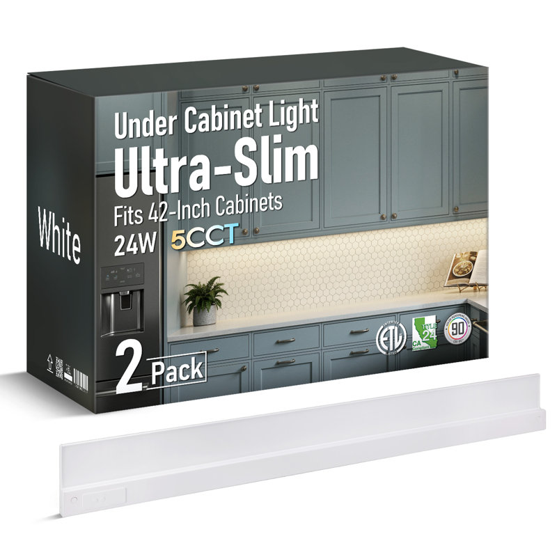 Éclairage sous-meuble à DEL 5 CCT compatible avec les armoires de 42 po, luminaires sous-comptoir ultraminces et connectables de 1,04 po