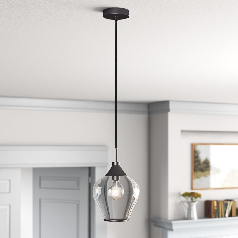 Luminaire suspendu en forme de cloche à 1 lumière Menades Ameah, Bronze foncé