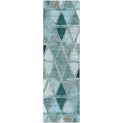 Premium Machine Washable Prisco Teal Rug